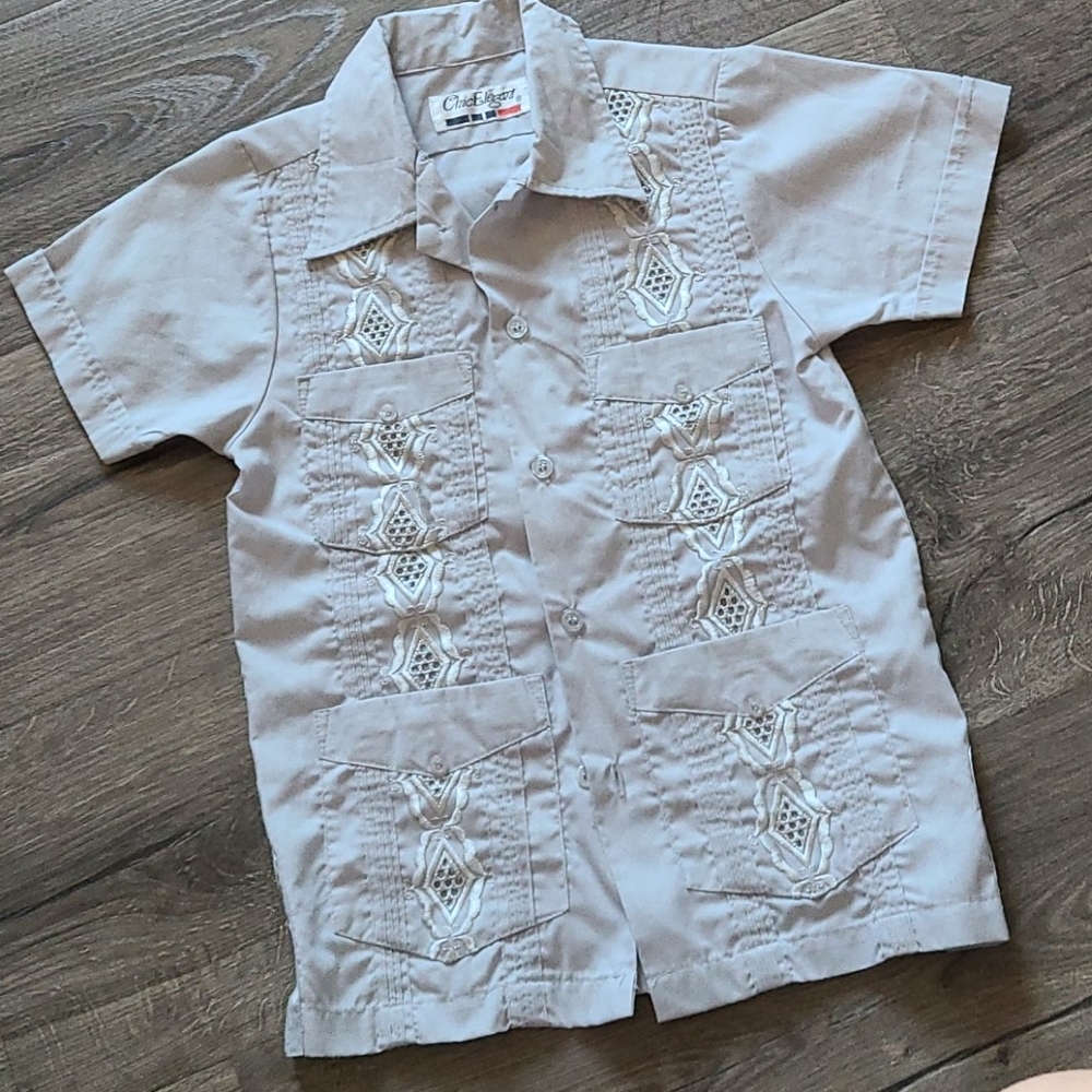 Boys Grey Guayabera